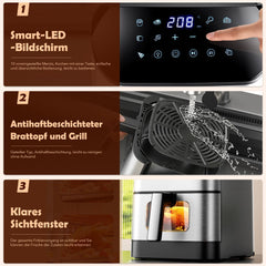 Airfryer XXL - heteluchtfriteuse - 8L - 2600W - Zwart - OYAJIA