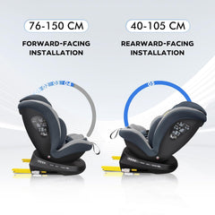 Autostoel - Isofix Autostoeltje - 0-12 jaar - Grijs - Reecle