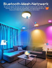 Aigostar Inbouwlamp, intelligente 18 W led-downlight bluethooth mesh, dimbare plafondverlichting, spot met afstandsbediening, compatibel met Alexa, 1760LM RGB, wit licht 2700K-6500K, diameter 200-220