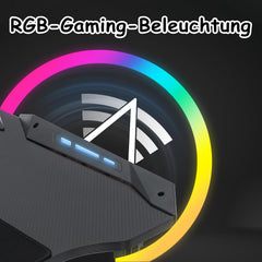 NAIZY Gamingtafel, 120 x 60 cm, zwart, bureau, koolstofvezelplaat, gamer, computertafel, ergonomische pc-tafel met draadgat en led