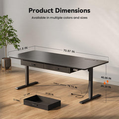 Zit sta bureau - Elektrisch - Verstelbaar - 180x80 cm - Zwart - HLDIRECT