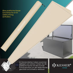 KESSER® opvouwbaar balkonscherm - LED - 140x140cm - Beige