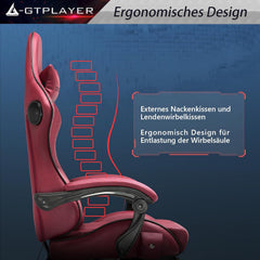 Ergonomische Bureaustoel -  Office Chair - Gamestoel - Volwassenen - Rood - GTPLAYER - ACE-PRO6
