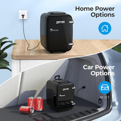 OSTBA Mini draagbare koelkast, 4 liter/6 blikjes dranken en huidverzorging minikoelkast voor slaapkamer, auto, bureau, twee versnellingen - koeler en warmer (zwart)