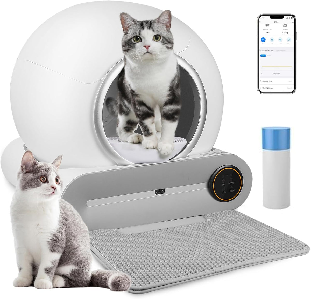 Automatische Kattenbak XXL - 65L - Zelfreinigende Kattenbak - Incl. App •
