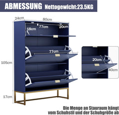 Schoenenkast - Schoenenrek - 80x24x122 cm - Blauw - UEV