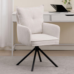 Ya-Home Moderne bureaustoel 360° draaibaar met armleuningen corduroy, wit