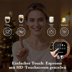 Aigostar - Espresso filtermachine, compatibel met capsules en gemalen koffie, 20 bar, digitaal touchpaneel, 1/2 kopjes, espressomachine met melkopschuimer, 0,9 l, 1350 W, roestvrij staal, rood