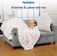 FLEXISPOT Knuffeldeken, dikke bankdeken, bankdeken, 150 x 150 cm, XL, wollige woondeken, witte deken, gezellige sprei voor bed