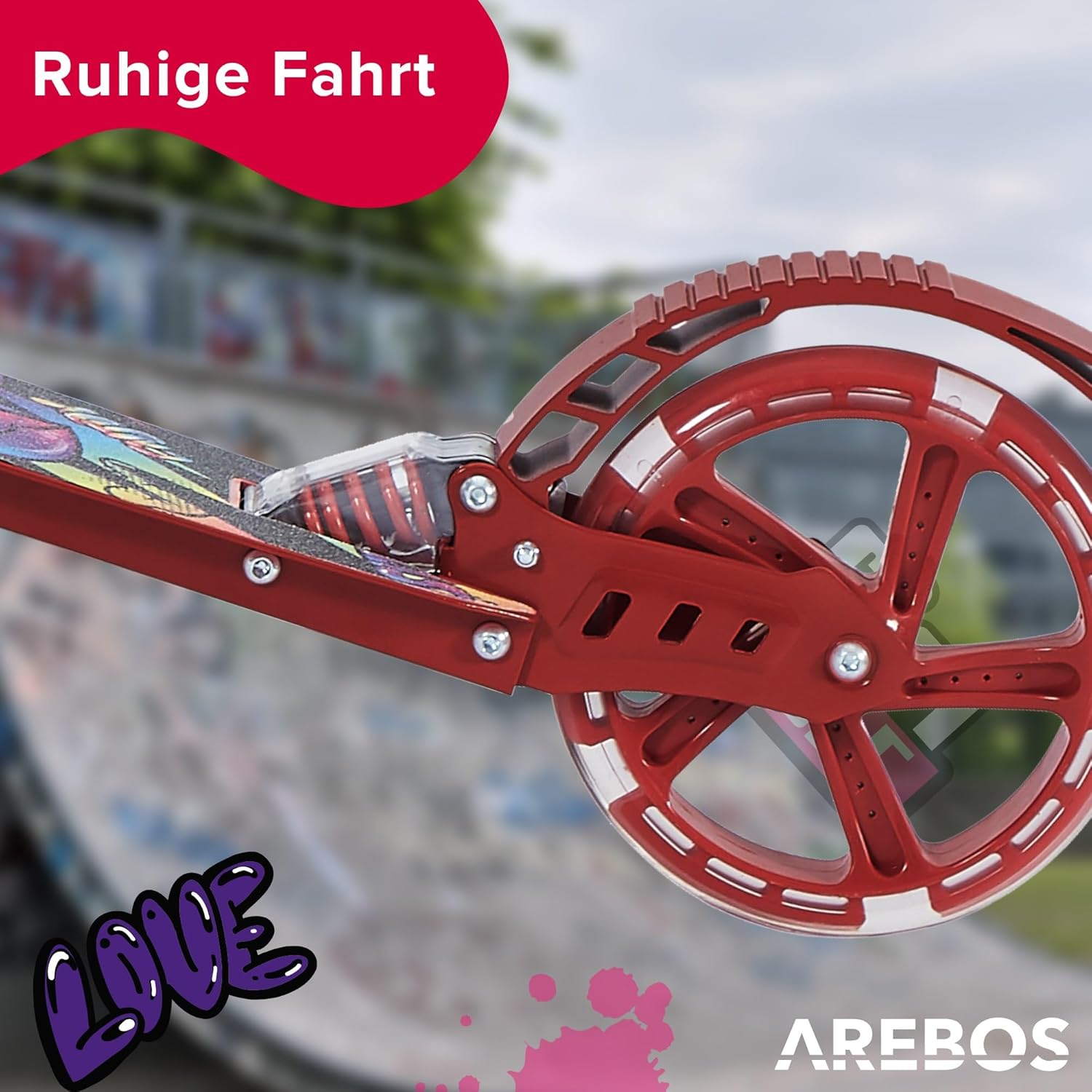 Kinderstep - LED Wielen - Verstelbaar - Vouwbaar - Rood - Arebos