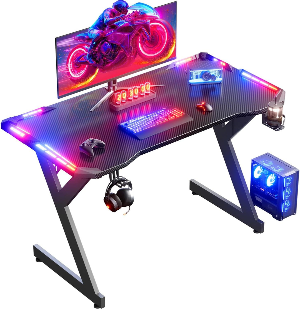 Gaming bureau - Gaming desk - Gaming tafel - 100x60 cm - Zwart - HLDIRECT