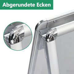 Weerbestendige DIN A1 dubbelzijdig klantenstopper outdoor, reclamedisplay poster staander voor binnen en buiten voor 2 affiches, incl. beschermfolie & met afgeronde hoeken (zilver)