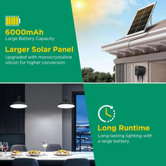 Aigostar Hanglamp op zonne-energie, 11 m kabel, hangende solarlampen voor buiten, met afstandsbediening en trekkoord, 6000 mAh, grote batterijcapaciteit, IP65 waterdichte lamp voor binnen en buiten