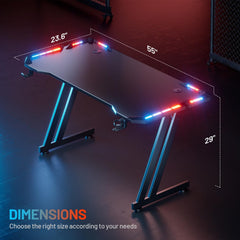 Gaming bureau - Gaming desk - Gaming tafel - 140x60 cm - Zwart - HLDIRECT