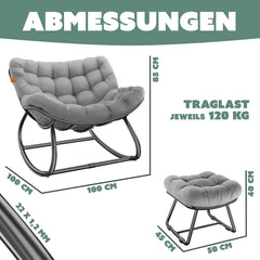 KESSER® Ergonomische schommelstoel - Relaxstoel - Antislip - Grijs •