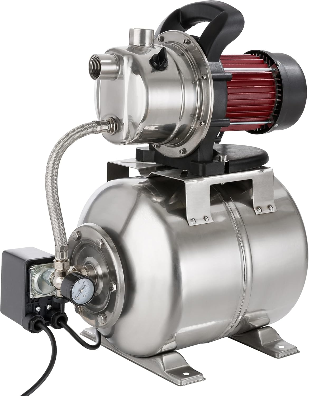 Arebos Huiswaterinstallatie, 1200 watt, debiet 3800 l/u, opvoerhoogte 48 meter, tank van 19 liter