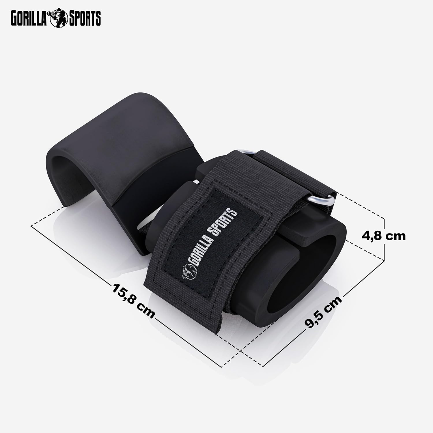 Gorilla Sports® Lifting Straps met metalen haken, set van 2 stuks, met klittenbandsluiting, zwart