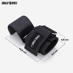Gorilla Sports® Lifting Straps met metalen haken, set van 2 stuks, met klittenbandsluiting, zwart