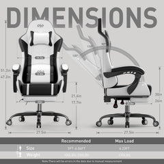 Ergonomische Bureaustoel -  Office Chair - Gamestoel - Volwassenen - Wit/Zwart - HLDIRECT