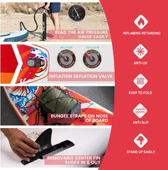 FEATH-R-LITE Opblaasbaar Stand-Up Paddleboard, Ultralicht SUP met accessoires, vinnen, verstelbare peddel, pomp, rugzak en leash