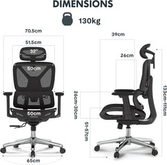 Ergonomische Bureaustoel -  Office Chair - Gamestoel - Volwassenen - Zwart - FLEXISPOT
