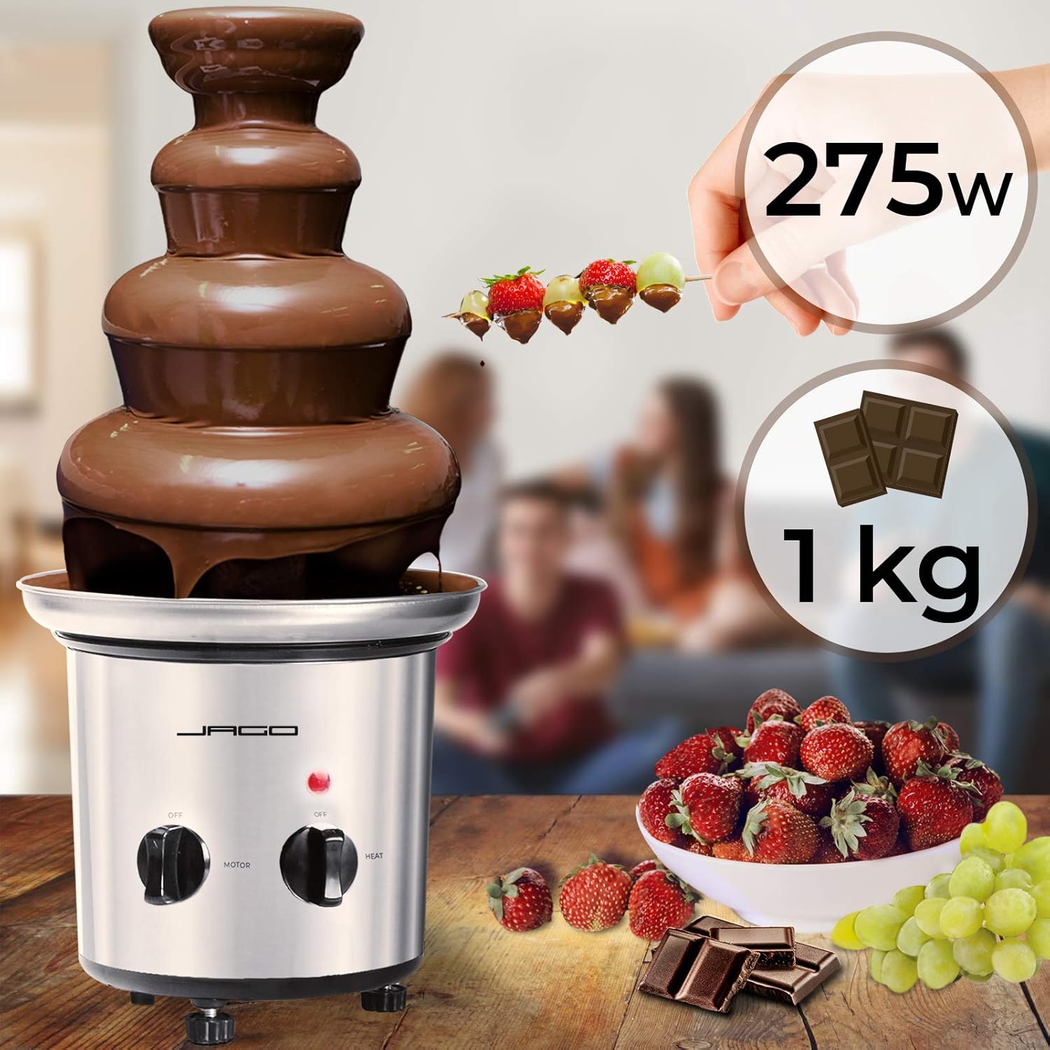 Jago Chocoladefontein 275 Watt - Vaatwasserbestendig - RVS - Zilver