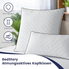 Ergonomisch hoofdkussen - Nekklachten - 40x80 cm - Wit - BedStory