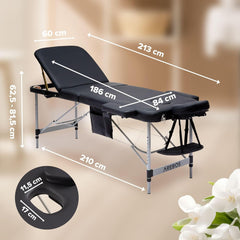 Arebos Mobiele massagestoel 3 zones, massagetafel, massagestoel inklapbaar, in hoogte verstelbaar aluminium massagebed cosmetische ligstoel draagbaar incl. accessoires, hoofdsteun, armleuning •