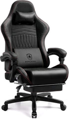 GTPLAYER Gamingstoel, gamingstoel, bureaustoel, racestoel met voetensteun, luidspreker, muziek, bureaustoel, tot 151 kg belastbaar, standaard maat, zwart-rood - ACE-PRO6