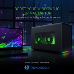 Razer Core X Chroma Aluminium Externe GPU Enclosure (eGPU): Compatibel met Windows & MacOS Thunderbolt 3 Laptops, NVIDIA/AMD PCIe Support, 700W PSU, 4X USB 3.1, 1x Gbit Ethernet, Chroma RGB, Zwart •