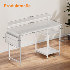 Bureau - Computertafel - Computerbureau - 120x48 cm - Wit