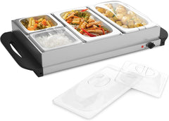 Elektrische buffetwarmer met verwarmingsplaatfunctie, set selectie, temperatuurregelaar, roestvrij staal, warmhoudapparaat, verwarmingsplaat, warmhoudplaat (1, 2 x 2,5 l + 2 x 1 l)