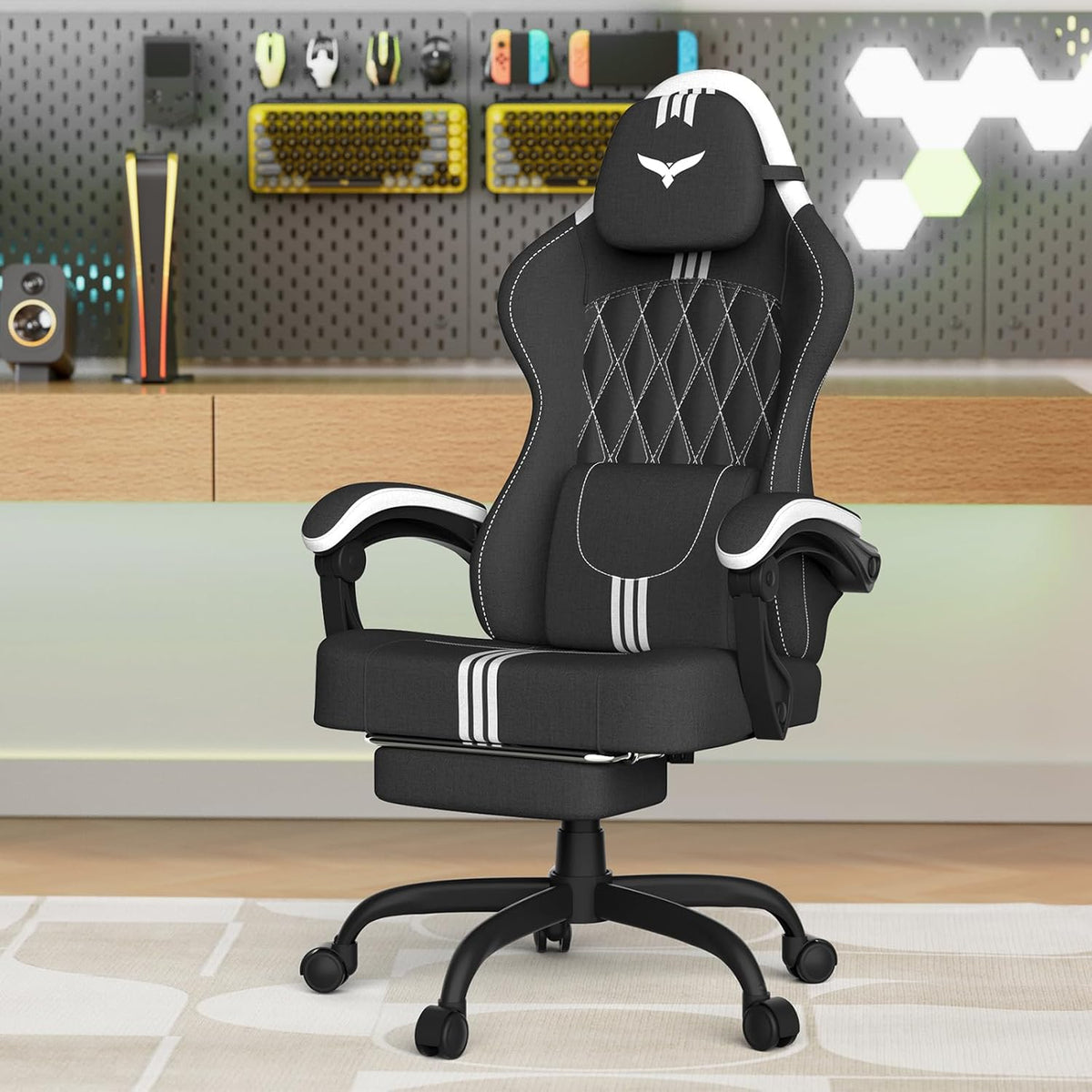 Ergonomische Bureaustoel -  Office Chair - Gamestoel - Volwassenen - Zwart/Wit - ST