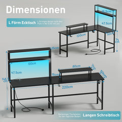 Gaming bureau - Gaming desk - Gaming tafel - 170x100 cm - Zwart