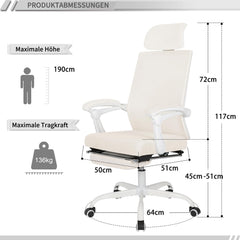 Ergonomische Bureaustoel -  Office Chair - Gamestoel - Volwassenen - Beige - UEV