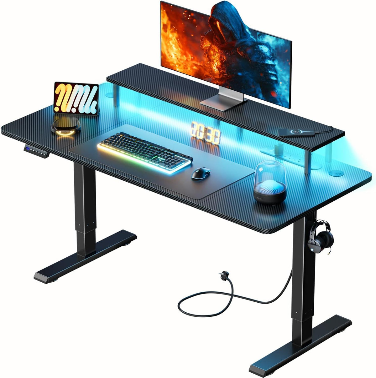 Zit sta bureau - Elektrisch - Verstelbaar - 160x60 cm - Zwart - HLFURNIEU