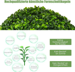 COSTWAY Buxusballen, 2 stuks, 40 cm, buxusbal, uv-bestendig, vormgesneden, kunstplant, decoratieve plant, boekbal, kunstplant, decoratieve bolplanten voor huis, tuin, bruiloft, donkergroen