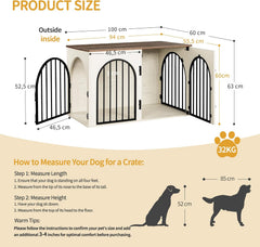 Hzuaneri Meubels voor hondenkooi, boogdeur, moderne hondenbox indoor voor honden, bijzettafel, hondenkooi, zeer belastbaar, 100 x 60 x 63 cm