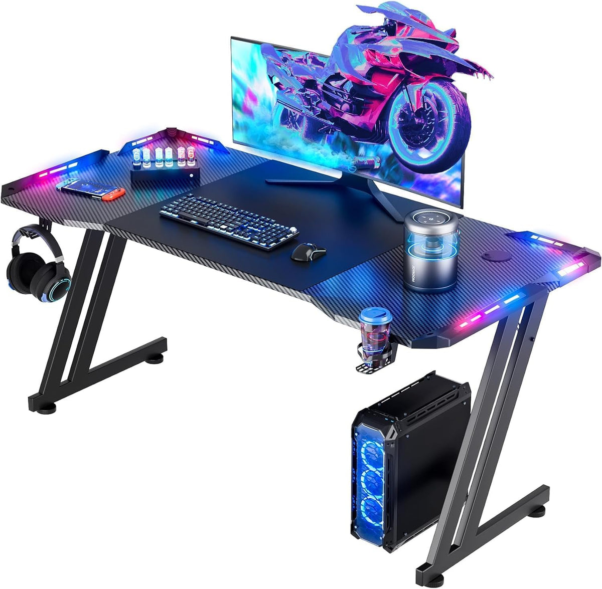 Gaming bureau - Gaming desk - Gaming tafel - 120x60 cm - Zwart - HLDIRECT