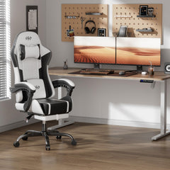 Ergonomische Bureaustoel -  Office Chair - Gamestoel - Volwassenen - Wit/Zwart - HLDIRECT