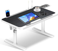 Laptoptafel - Bijzettafel - Verstelbaar - 60x40 cm - Wit/Zwart - ST
