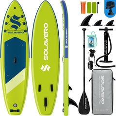 Sup Board - Opblaasbaar Paddle Board - 200 kg - Groen/Blauw - SOLAVERO