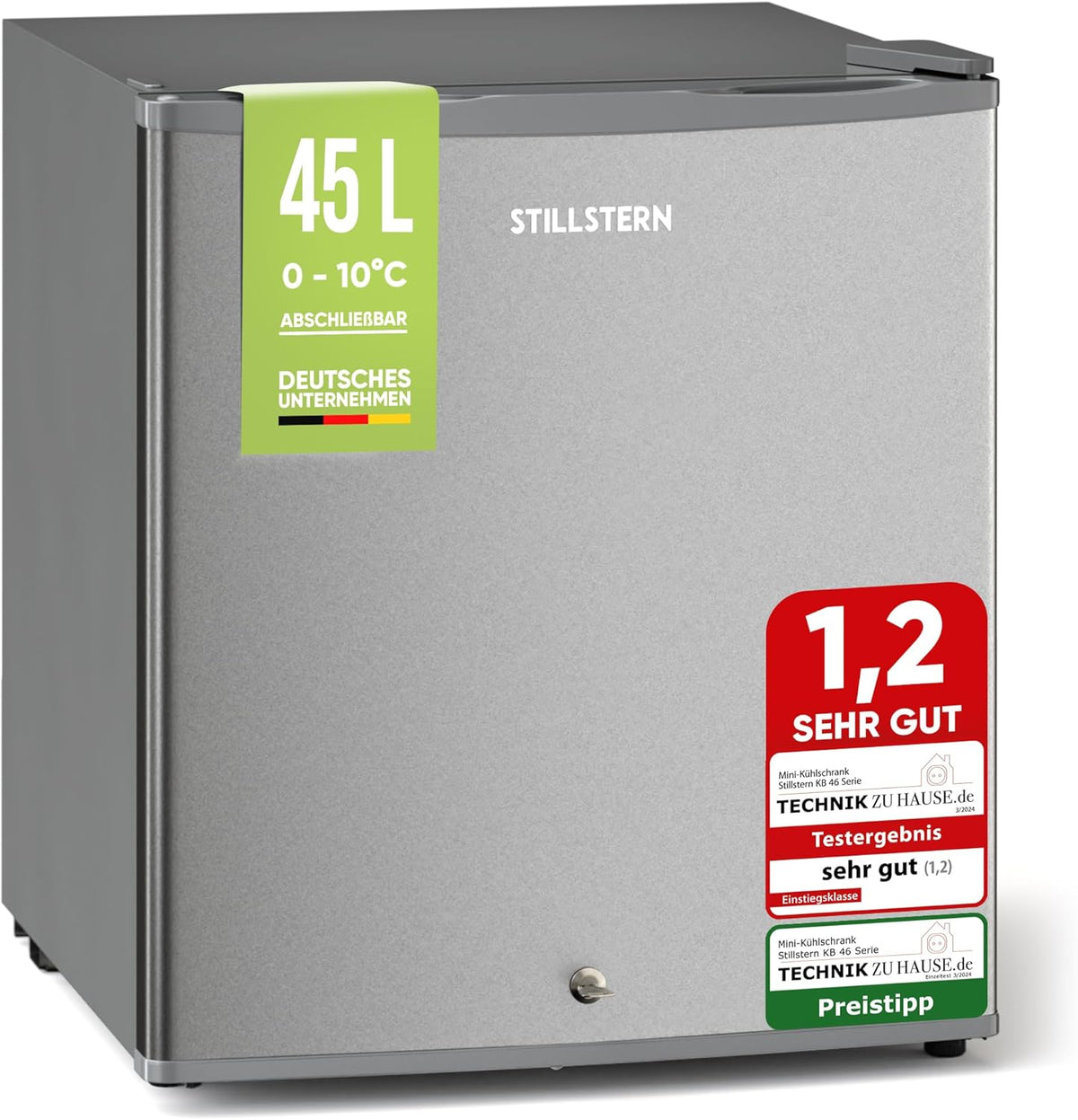 Mini koelkast - Minibar - Met vriesvak - 45 liter - Vrijstaand - Zilver - Stillstern