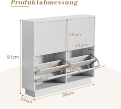 Schoenenkast - Schoenenrek - 99x24x91 cm - Wit - UEV