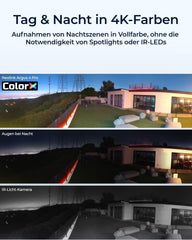 Reolink 4K bewakingscamera op zonne-energie, voor buiten, accu, PIR- en, 180° groothoek, ColorX nachtzicht, 8MP draadloze WLAN IP-camera, 2,4/5GHz Wi-Fi 6, IP66 waterdicht, Argus 4 Pro + zonnepaneel