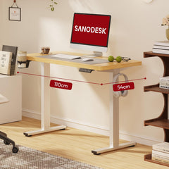Zit sta bureau - Elektrisch - Verstelbaar - 110x54 cm - Bruin - QE1M - FLEXISPOT