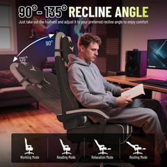 Ergonomische Bureaustoel -  Office Chair - Gamestoel - Volwassenen - Zwart/Wit - ST