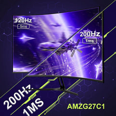 Gaming Monitor - Beeldscherm computer - 27 inch - Curved - 200Hz - FHD - Amzfast