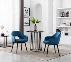 Eetkamerstoelen - Set van 2 - Met armleuning - Fluweel - Blauw - Wahson
