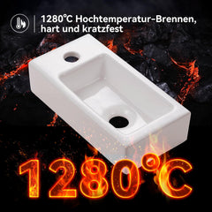 Wastafel - Keramiek - Hangend - 37x18,5 cm - Wit - HOROW
